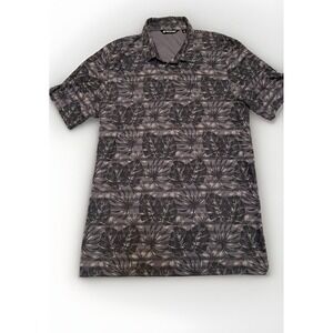 Travis‎ Mathew Polo Shirt Mens 2xl Gray Black Floral Leaf Pima Cotton Golf Dad